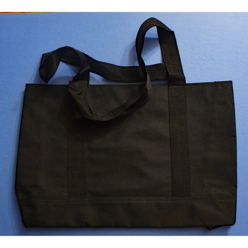 "Basics Only Please":  Rugged All Black Tote Bag measuring 18x12
